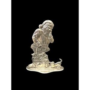 Vtg 1992 Seagull Pewter Stand Figurine Santa Shh Toys Puppy Etain Zinn Canada